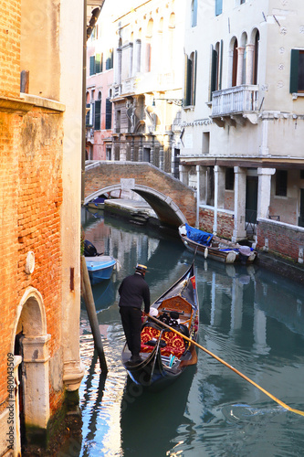 A photo of Venetian Gondola on Grand Canal, Venice.
