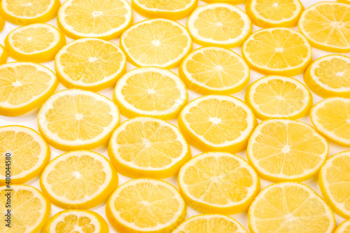 sliced citrus lemons half on a light background