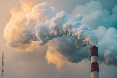 Obraz na plátně Thick smoke from plant chimney polluting the air
