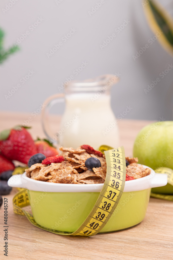 diet menu with tape measure, healthy eating diet menu with tape measure, healthy eating