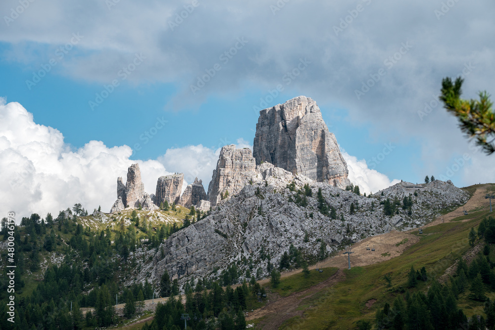 Torre Grande, 2361 m, the largest peak of the Cinque Torri rock formation, Province of Belluno, Veneto, Dolomites, Cortina d'Ampezzo, Veneto, Italy