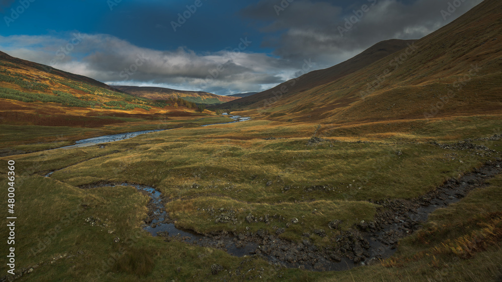 A winding stream in the valley of Glen Lyon Scotland. A winding stream in the valley of Glen Lyon Scotland.