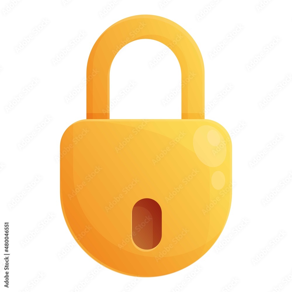 Gold padlock icon cartoon vector. Poker gui. Menu vegas Gold padlock icon cartoon vector. Poker gui. Menu vegas