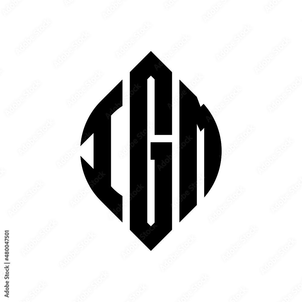 IGM circle letter logo design with circle and ellipse shape. IGM ...