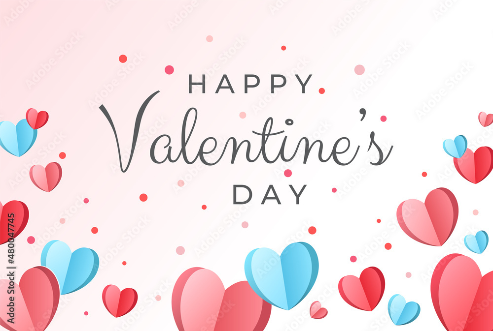 Abstract Valentine's day background with cute paper heart on pink background