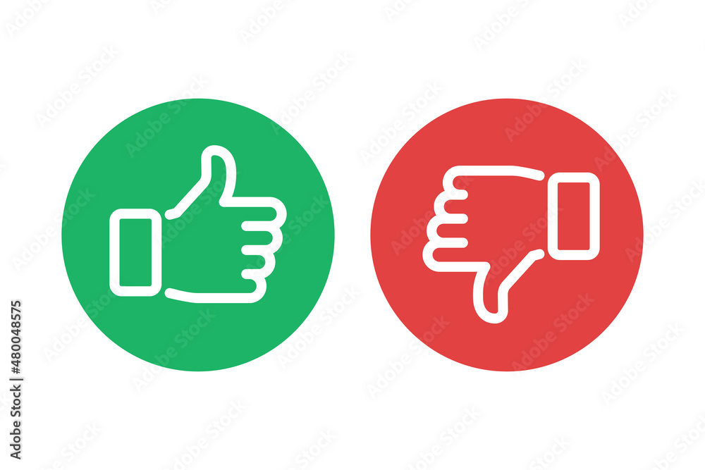 Like and dislike icon vector illustration. Colours button Like and dislike icon vector illustration. Colours button
