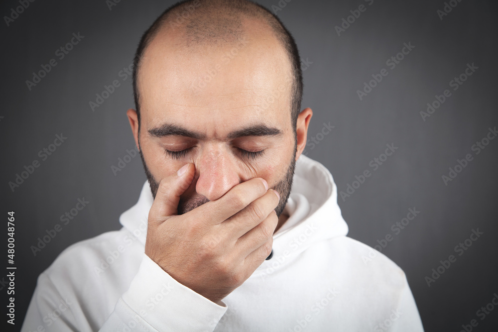Caucasian sad and depressed man at home. Caucasian sad and depressed man at home.