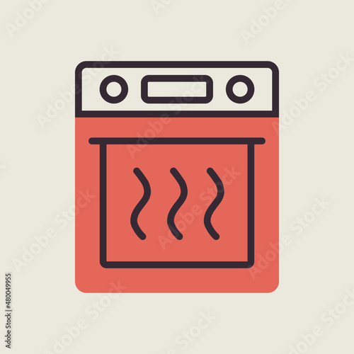 Fotografie, Tablou Electric oven vector kitchen icon