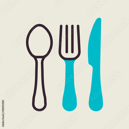 Spoon fork and knife vector icon