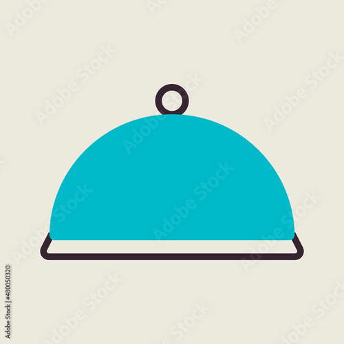 Cloche, food tray vector icon. Kitchen appliance