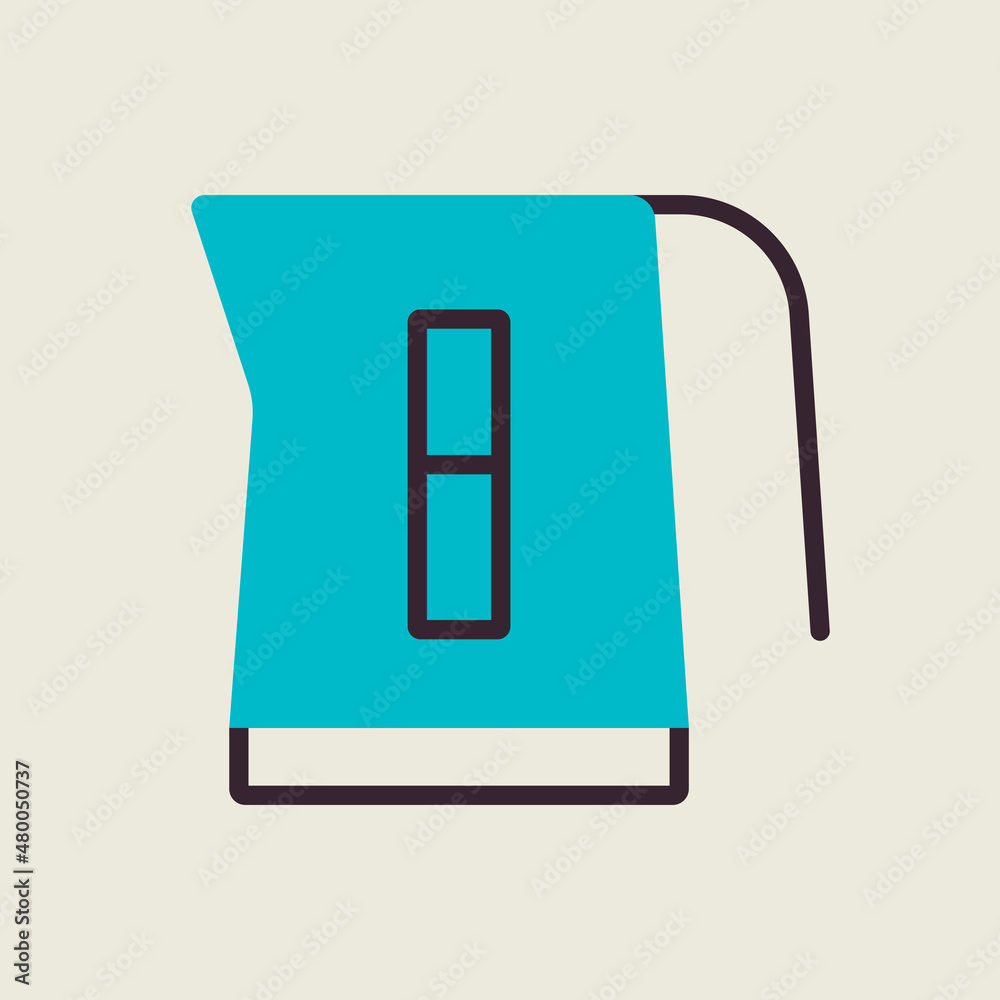 Electric kettle vector icon. Kitchen appliance