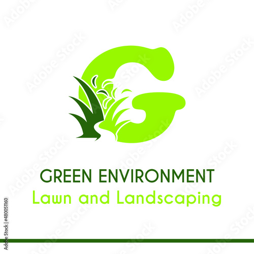 Initial G Letter with Green Grass for Lawn Landscaping Environment Garden Vegetation Home Care Management Service Business Logo Vector Idea