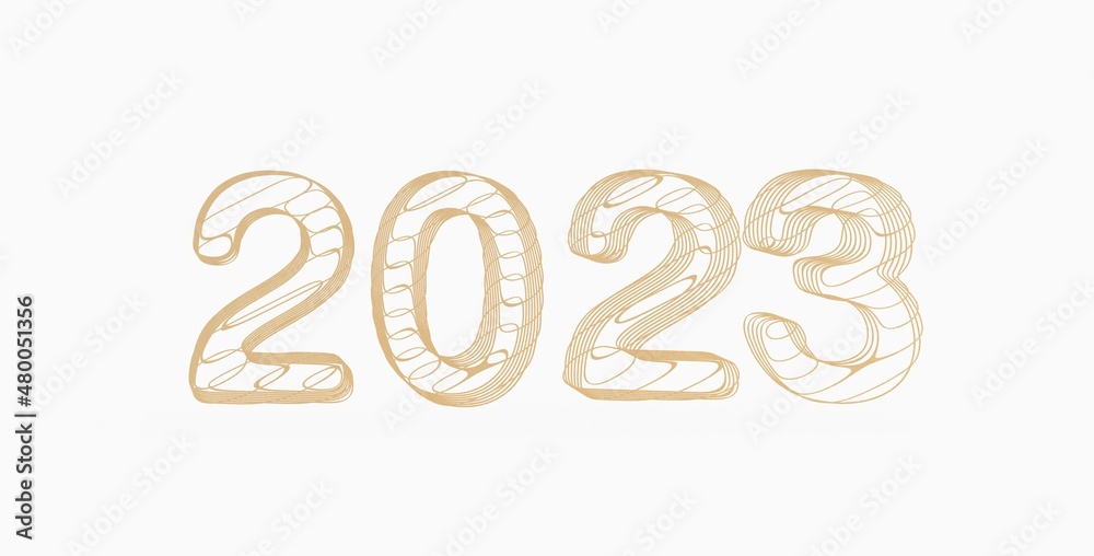 year 2023. 3D illustration numbers isolated white background year 2023. 3D illustration numbers isolated white background