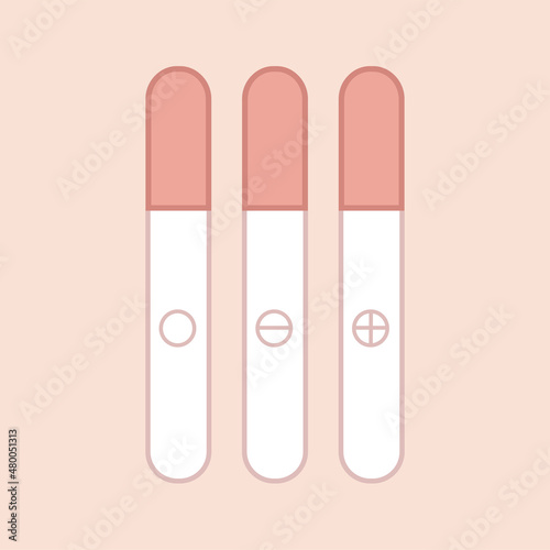 Menstruation hygiene. Female period products -pregnancy test . Feminine menstrual care illustration. Menstrual period. Feminism. Gender equality. Vector graphics