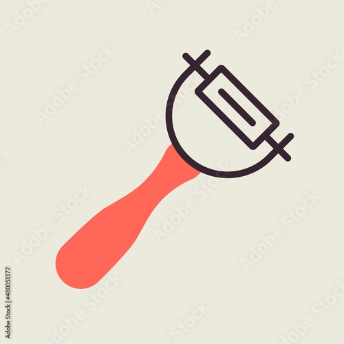 Peeler vector icon. Potato peeler sign