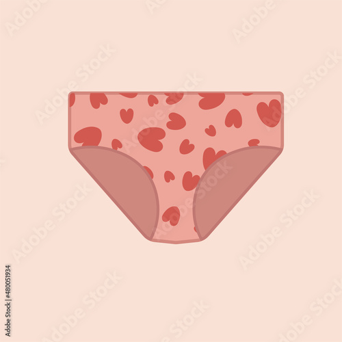 Menstruation hygiene.Female period products -women's panties. Feminine menstrual care illustration.Menstrual period.Feminism.Gender equality.Vector graphics