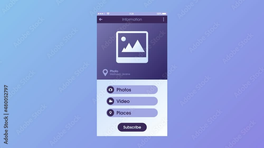 Interactive movable photo gallery app or user page. User interface ...