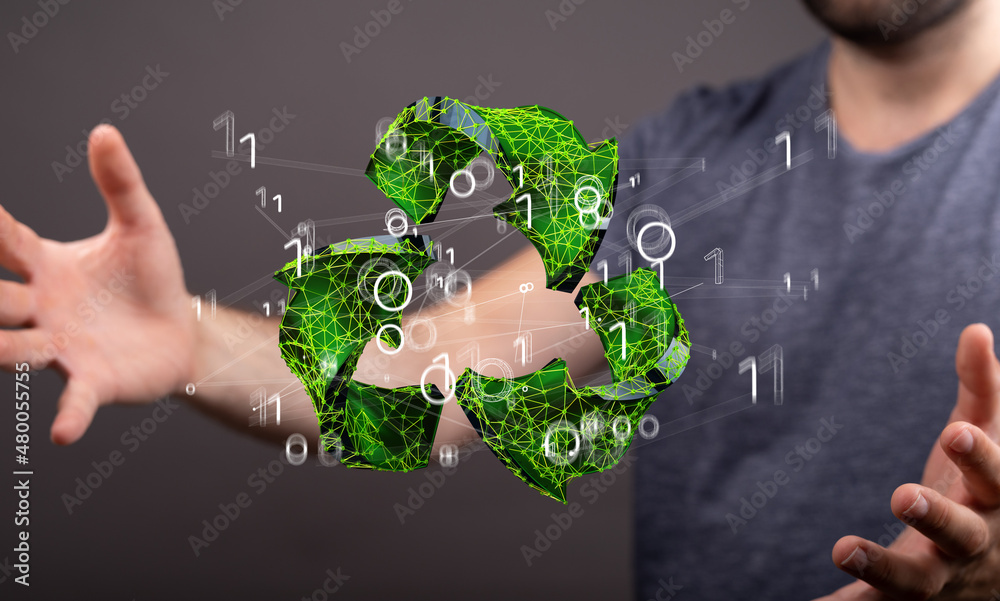 3d rendering of green recycle icon 3d rendering of green recycle icon