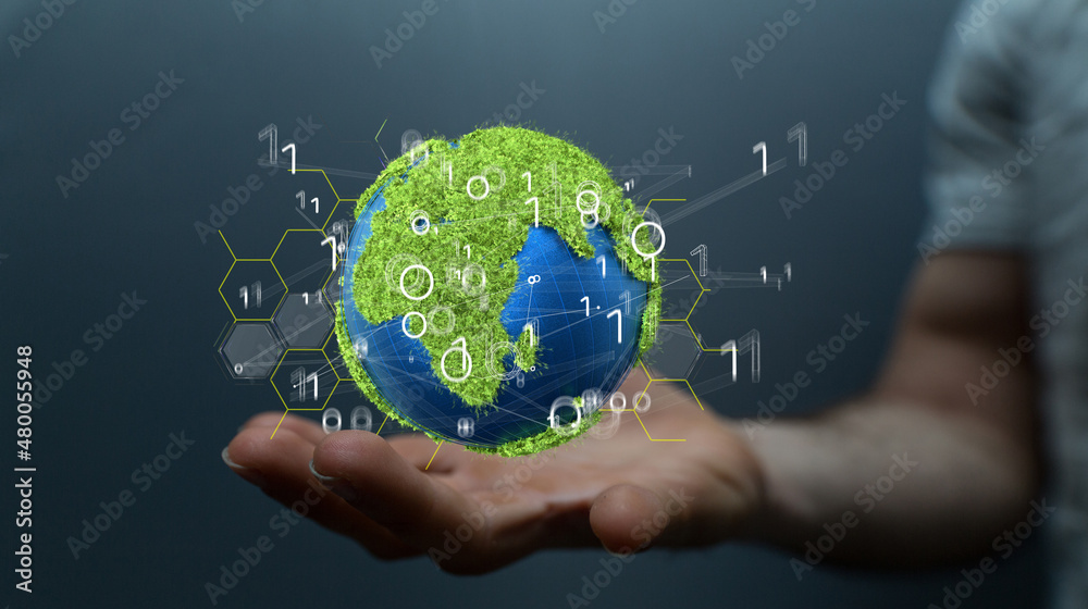 Green 3D Planet Concept, recycle sign Green 3D Planet Concept, recycle sign