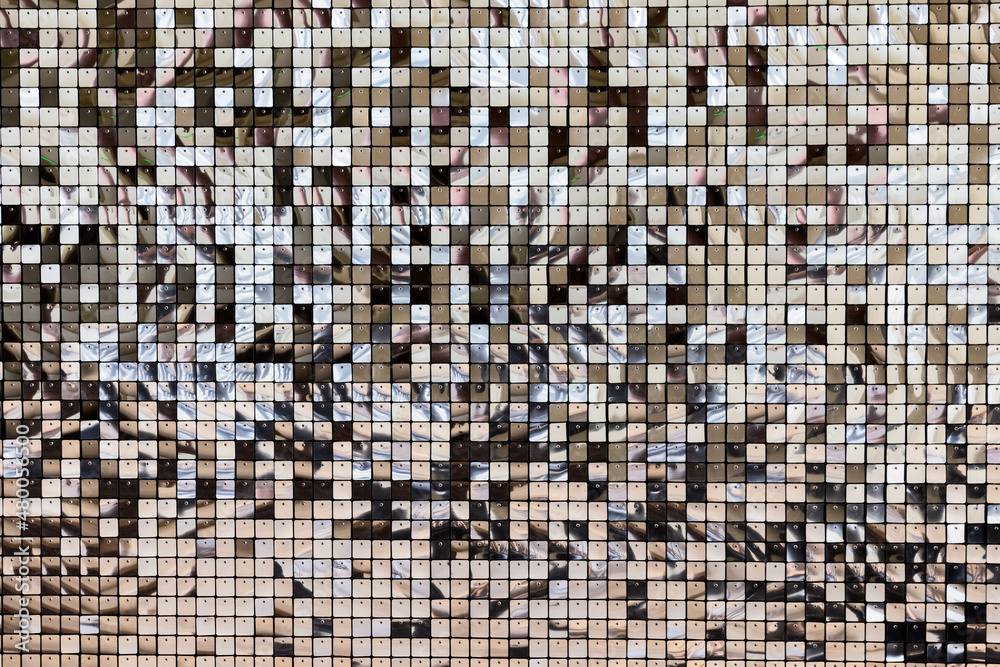 Fototapeta premium Abstract background made from small silver reflective quadrates