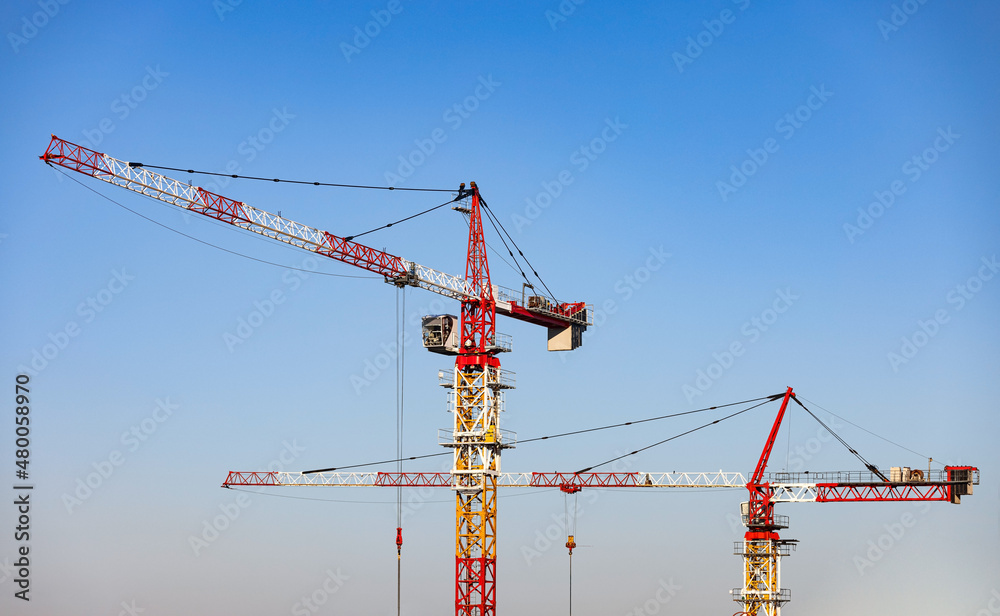 Tower crane on the construction site Tower crane on the construction site