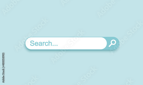 Blank search bar on blue background. 3d vector illustration.