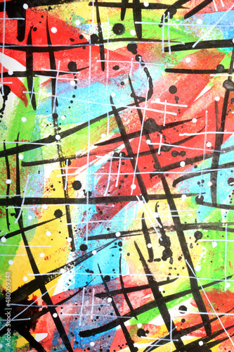 Vibrant Abstract Background made with Paint Swirls and Lines From Brushstrokes