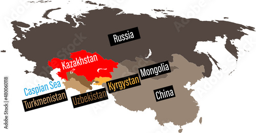 Kazakhstan political map  - potential war and conflict in 2022