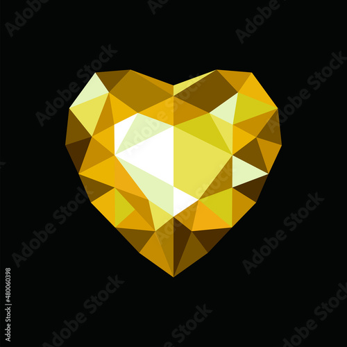 Gold heart. Valentine's Day card.  Vector illustration 