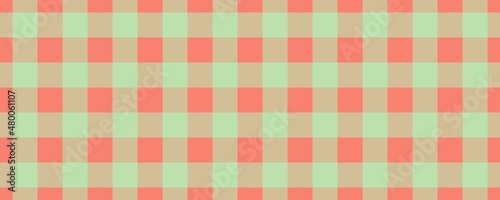 Banner, plaid pattern. Salmon on Mint color. Tablecloth pattern. Texture. Seamless classic pattern background.