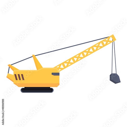 Dump excavator icon cartoon vector. Construction mine. Open work