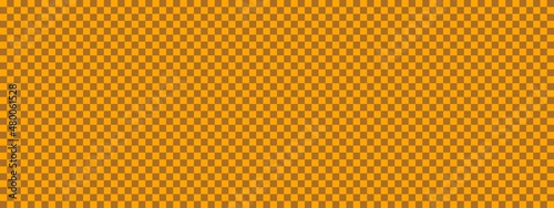 Checkerboard banner. Brown and Orange colors of checkerboard. Small squares, small cells. Chessboard, checkerboard texture. Squares pattern. Background.