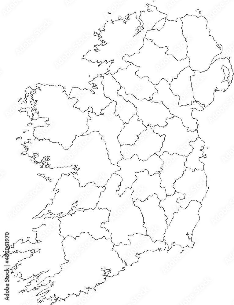 Outline Of 32 Counties Of Ireland Vector Illustration Stock 