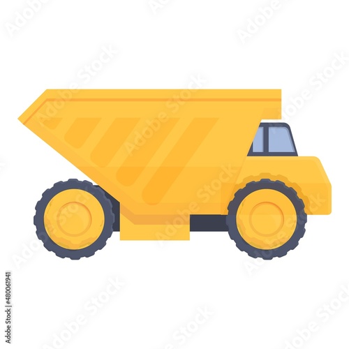 Dump truck icon cartoon vector. Mine construction. Sand loader