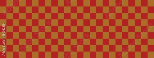 Checkerboard banner. Brown and Firebrick colors of checkerboard. Small squares, small cells. Chessboard, checkerboard texture. Squares pattern. Background.