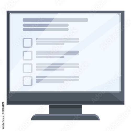 Online quiz icon cartoon vector. Computer form. Online survey