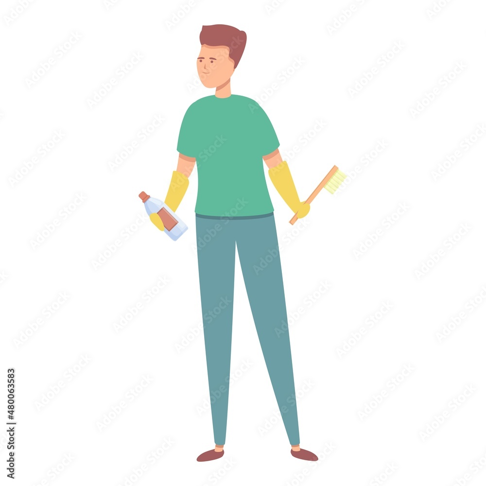Person cleaner icon cartoon vector. Domestic company. Service janitor