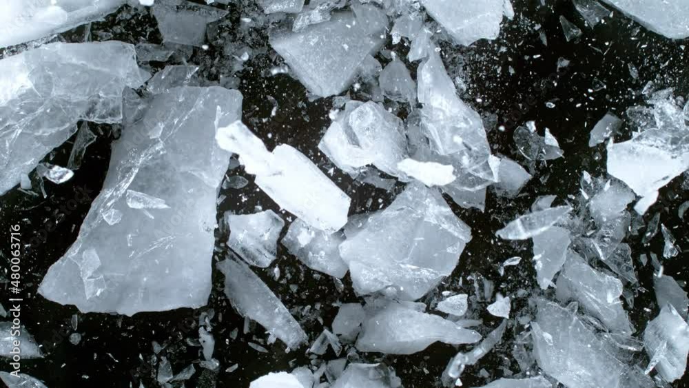 Super Slow Motion Shot of Ice Breaking at 1000 fps.