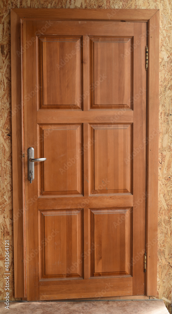 Closed wooden door without people Closed wooden door without people
