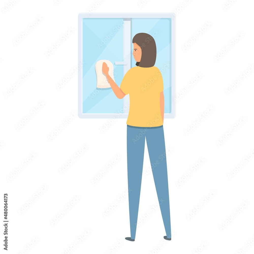 Fototapeta premium Cleaning window icon cartoon vector. House service. Person cleaner