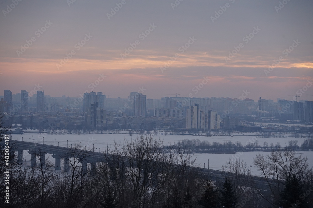 sunset over the city