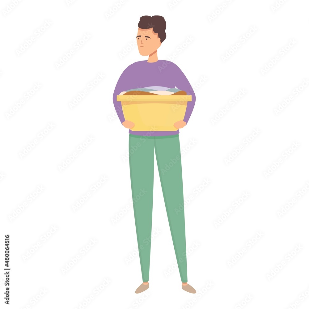 Take cloth basket icon cartoon vector. Cleaner company. Service maid Take cloth basket icon cartoon vector. Cleaner company. Service maid