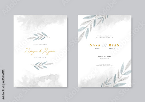 Elegant watercolor wedding card template