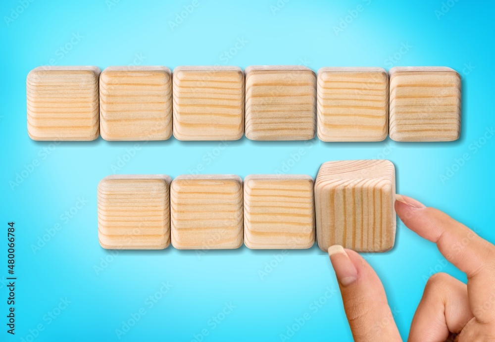 Concept of flips wooden blocks and change. New trends Concept of flips wooden blocks and change. New trends