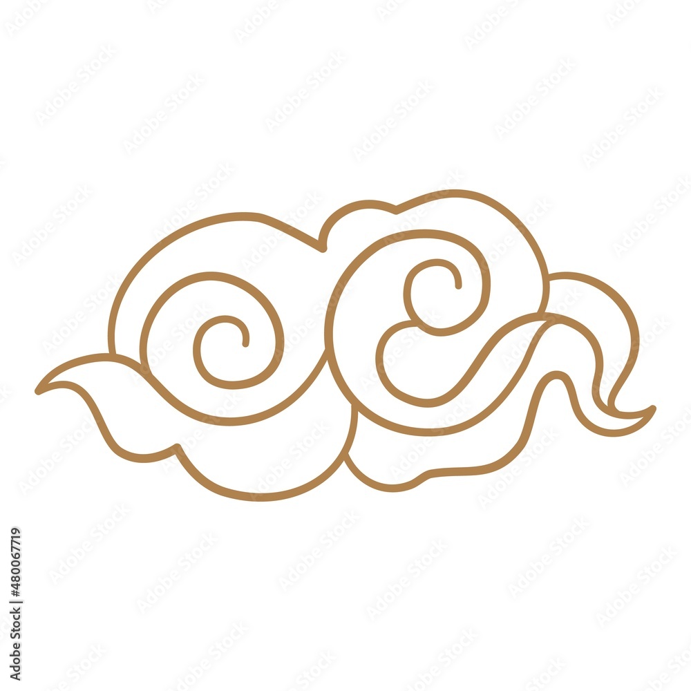 Cartoon chinese cloud. Asian style tattoo in shape cloud, oriental ornament element korean japanese thai tibetan doodle cloudy sky traditional symbol china neat vector illustration Cartoon chinese cloud. Asian style tattoo in shape cloud, oriental ornament element korean japanese thai tibetan doodle cloudy sky traditional symbol china neat vector illustration