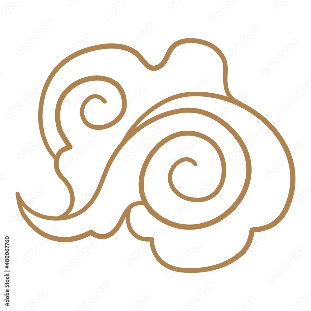 Cartoon chinese cloud. Asian style tattoo in shape cloud, oriental