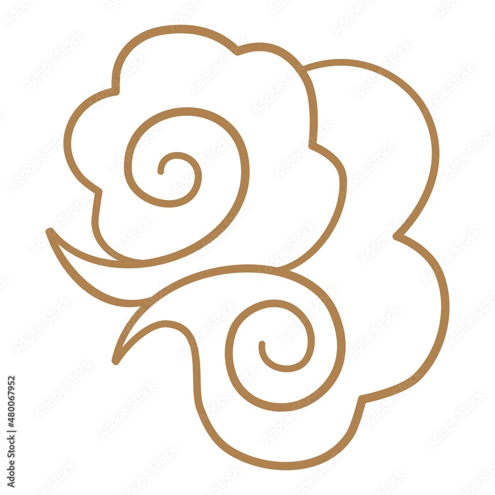 Cartoon chinese cloud. Asian style tattoo in shape cloud, oriental ornament element korean japanese thai tibetan doodle cloudy sky traditional symbol china neat vector illustration Cartoon chinese cloud. Asian style tattoo in shape cloud, oriental ornament element korean japanese thai tibetan doodle cloudy sky traditional symbol china neat vector illustration