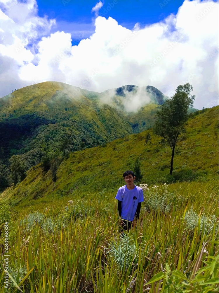 Naklejka premium hiking in the mountains