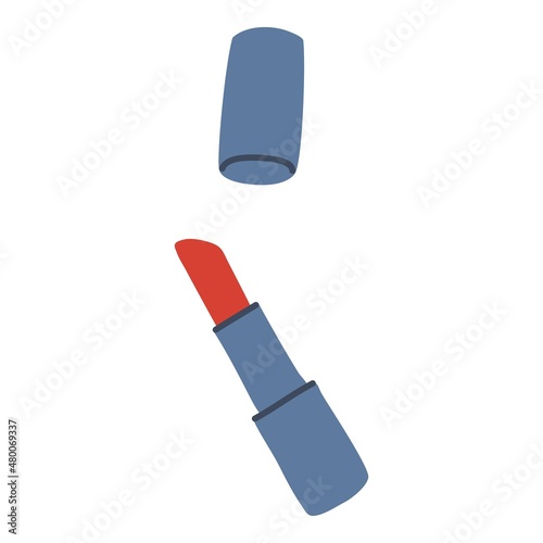 Lipstick falling down with different things. Lipstick fly, isolated lipstick fall , vector concept