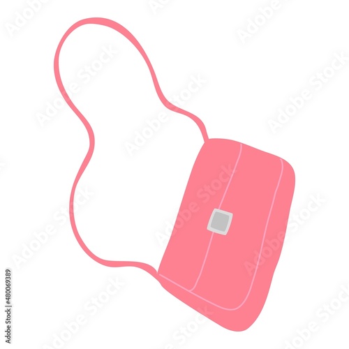 Woman bag falling down with different things. Female bag fly, isolated bag fall vector concept